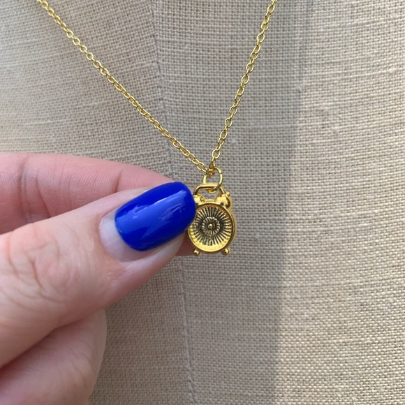 NWT Sterling Silver Plated Gold Tone Chain & Alarm Clock Charm Necklace - Picture 10 of 10